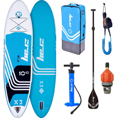 ZRAY SUP All Around Advanced X2 aufblasbares Stand Up Paddle Board 330x81x15cm Komplettset blau