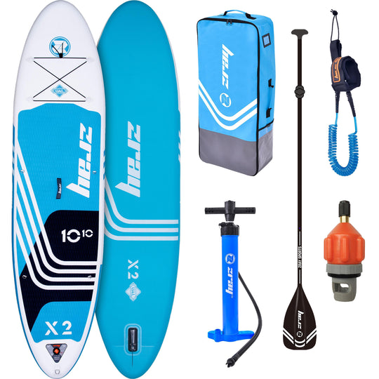 ZRAY SUP All Around Advanced X2 aufblasbares Stand Up Paddle Board 330x81x15cm Komplettset blau