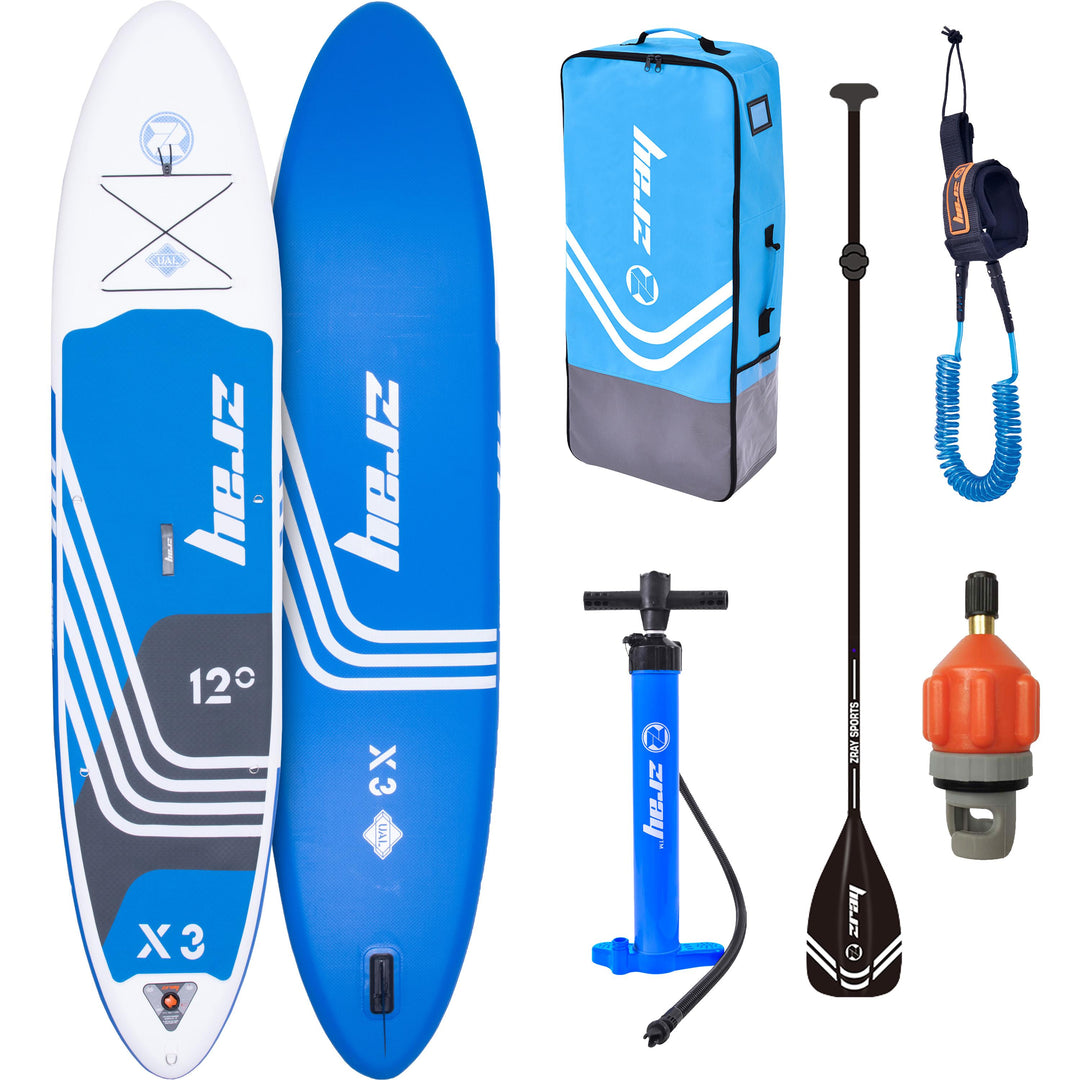 ZRAY SUP All Around Advanced X3 aufblasbares Stand Up Paddle Board 365x81x15cm Komplettset dunkelblau