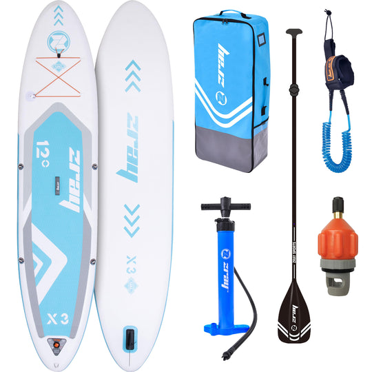 ZRAY SUP All Around Advanced X3 aufblasbares Stand Up Paddle Board 365x81x15cm Komplettset blau