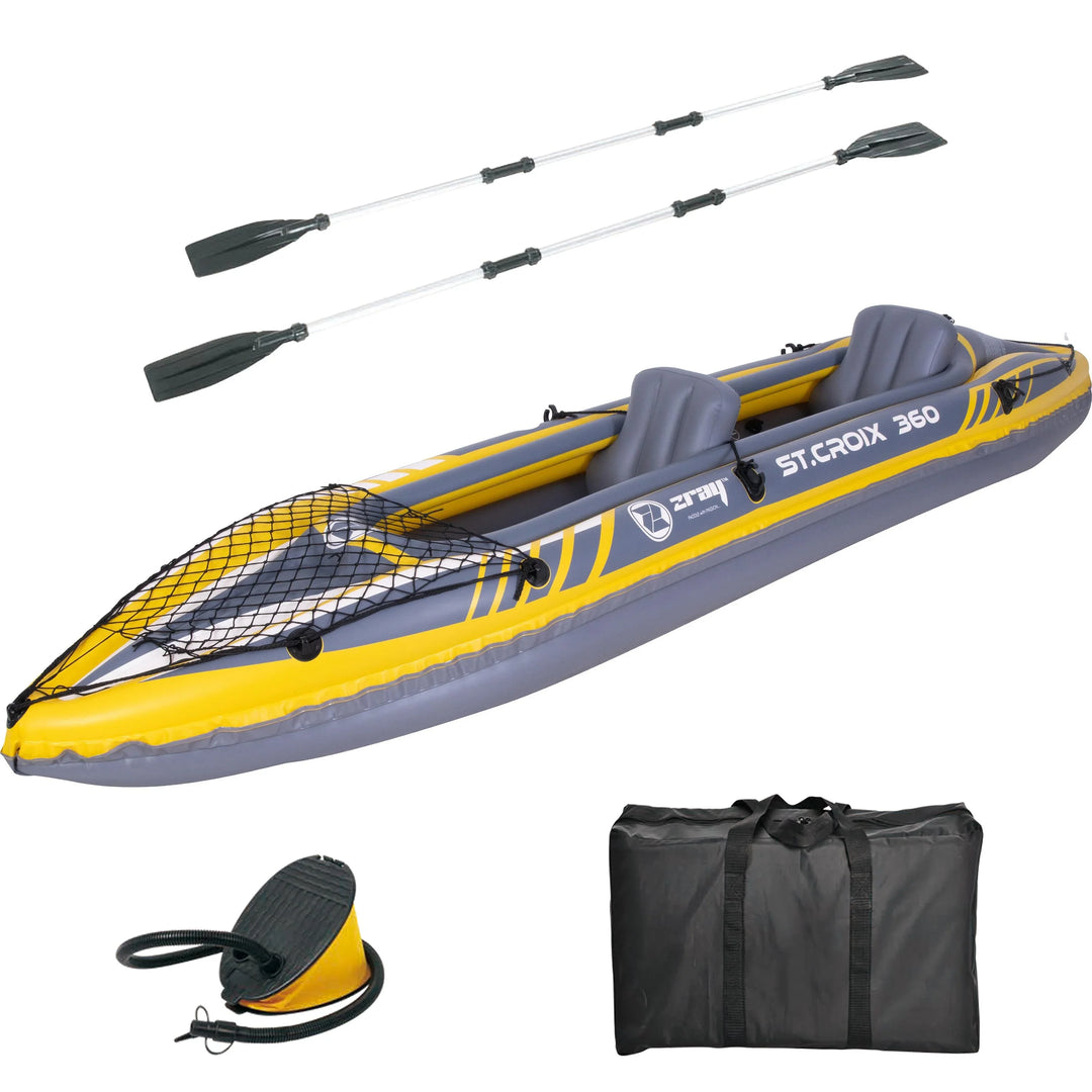 ZRAY Kajak ST.CROIX 360 für 2 Personen 350 x 78 x 52 cm inklusive Pumpe, Paddel und Tragetasche - Zray.Store